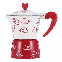 Espresso Maker, Red Heart Printed Coffee Maker Aluminum...