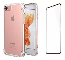 Carcasa Transparente + Lamina Vidrio iPhone 7-8se/7-8plus