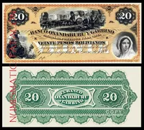 Billete 20 Pesos Bolivianos Oxandaburu Garbino - Copia 1785s