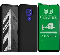 Estuche Forro En Silicona + Vidrio Para Motorola E7 Plus