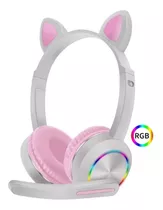 Headset Gamer Gatinho Cinza Com Led Akz-020