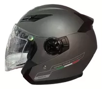 Casco Semi Integral Gris Para Motorizados Con Luz Led