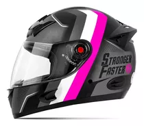 Capacete De Moto Feminino Etceter Stronger Faster Fosco Cor Cinza/rosa Tamanho Do Capacete 60