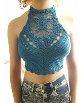 Top Crochet Con Flor Central 