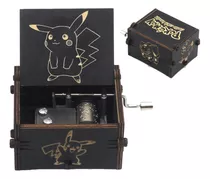 Caja Musical Pokemón Pikachú Black Negra Madera Cajita