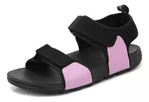 Sandalias De Playa Mujer Planas Velcro Con Bloques De Color