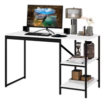 Mesa Escrivaninha Industrial Home Office C/ Prateleiras Slim