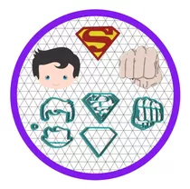 Kit Cortador Heróis Superman + Logo Confeiteiro Pirulito 5cm