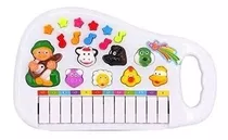 Teclado Piano Animal Infantil Sons Eletrônico 12 Teclas Cor Branco