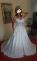 Vestido De Novia Bordado En Pedrería, Blanco Perlado, Nuevo!