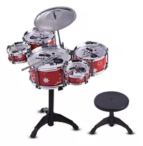 Mini Set Bateria Musical 5 Tambores Y Silla Taburete Juguete