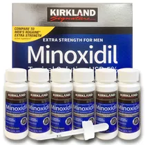 Minoxidil 5% Kirkland Signature, Tratamiento Para 6 Meses De Suministro, Ayuda A Incrementar El Volumen Y Contrarrestar La Alopecia Por Adelgazamiento. Total 6 Frascos De 60ml 