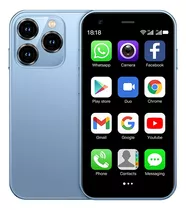Mini Telefone Barato Android Xs15 Azul 3.0 Polegada