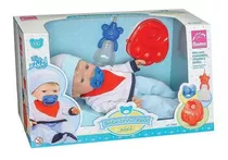 Boneco Bebê Bebezinho Real Faz Xixi Menino Azul - Roma Brinq