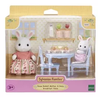 Sylvanian Families Mesa Café Da Manhã Mamãe Bebê Coelho Neve