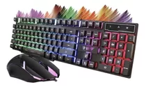 Kit Teclado Mouse Gamer Rgb Semi Mecanico Multimidia