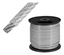 Piola Cable De Acero 3 A 4 Mm Forrado Pvc Rollo 100 Metros
