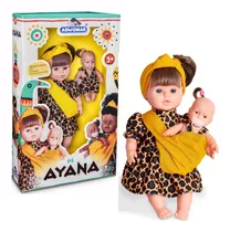 Brinquedo Boneca Mae E Filha Africana 40cm Presente Infantil