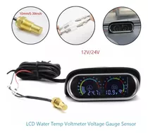 Reloj Medidor De Temperatura Y Voltaje 12v 24v Lcd Alarma 