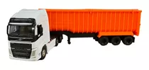 Camion Volvo Welly Con Batea Naranjo Escala 1:64