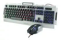 Kit Teclado E Mouse Gamer Semi-mecânico C/ Metal Led Prata