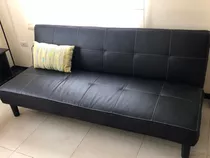 Sofa Cama Cuerina Negro De 1 Plz Y Media Excelente Estado