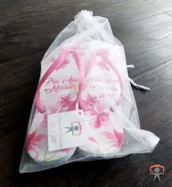 Kit 25 Chinelos Personalizados E Saquinhos Organza 