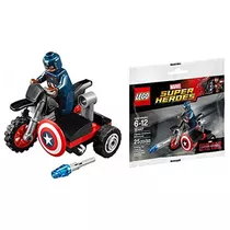 Figura Capitán América Con Moto 30447 Lego Marvel Guerra C