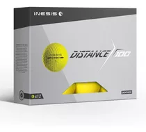 Pelotas De Golf Distance 100 Inesis (caja De 12 Bolas), Color Amarillo
