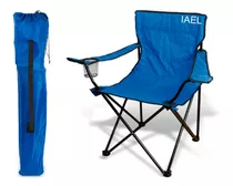 Silla Director Camping Apoyabrazo Porta Vaso Bolso Azul Iael