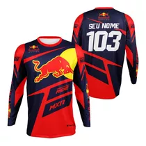 Camisa Trilha Red Bull Motocross Personalizada Nome E Numero