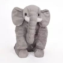 Elefante De Pelúcia Plush 40cm Almofada Antialérgico - Cinza