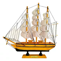 Miniatura Enfeite Decoração Barco Navio Veleiro Madeira 30cm