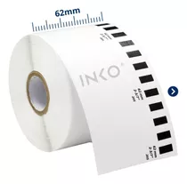 10 Rollos Etiquetas Dk2205 Inko Compatible Con Brother Ql700 Ql800 62mm 30 Mts Color Blanco Inko