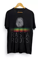 Camiseta Masculina Rasta Roots, Lion Rastafári, Reggae