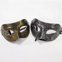 Máscara Veneziana Prata Velho Festas Fantasias Cor Dourado/prata Liso