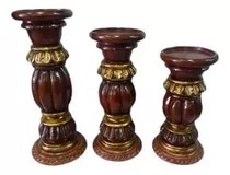 Portavelones Candelabros Tallados En Madera 