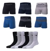 Combo 6 Boxers + 6 Pares Medias Caña Diadora Surtido Hombre