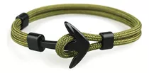 Bracelete Pulseira Pingente De Âncora Verde Militar