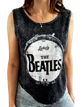 Musculosa Nevada The Beatles Ludwing Mujer Rock Clasic