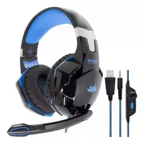 Fone De Ouvido Headset Gamer C/ Microfone Knup Kp-455a Led Cor Azul Luz Azul