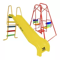 Combo Infantil Tobogan 4 Escalones Pvc + Hamaca Gemela