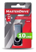 Kit 10 Pendrive 8gb Atacado Big Black Masterdrive Original