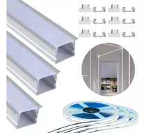 Perfil De Aluminio De 3 M En Forma De U + Barra De Luz Led