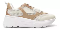 Zapatillas Vizzano Blanco Y Beige Con Cordones Para Mujer Diseño De La Tela Liso Talle 35 Ar