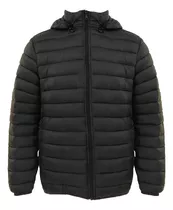 Campera Hombre Importada Inflable Con Capucha Negra