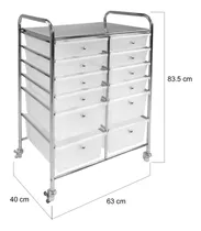 Carrito Organizador Auxiliar 12 Cajones Accesorios Multiusos Color Plata