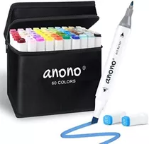 Anono Rotulador Alcohol 60 Colores, Marcador Doble Punta, Y