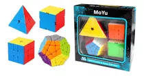 Cubos Mágicos Pack 4 Cubos, Pyraminx Megaminx Skewb Square-1