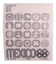 Timbre Postal 5 Pesos Mexico Olimpiadas 1968 Simbolo Eventos